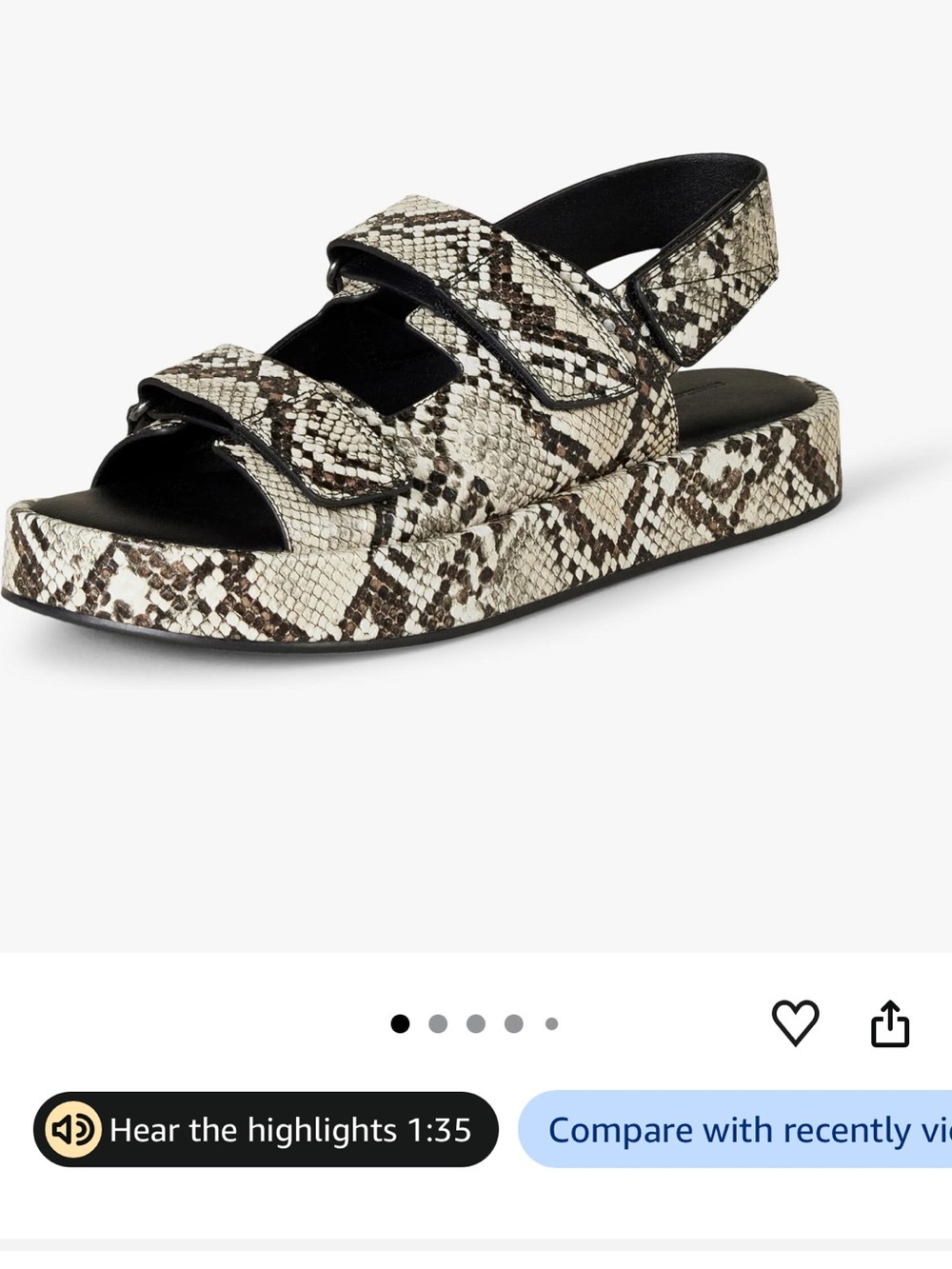 Womens Snake-Print Adjustable Strap Sandal - White/Brown